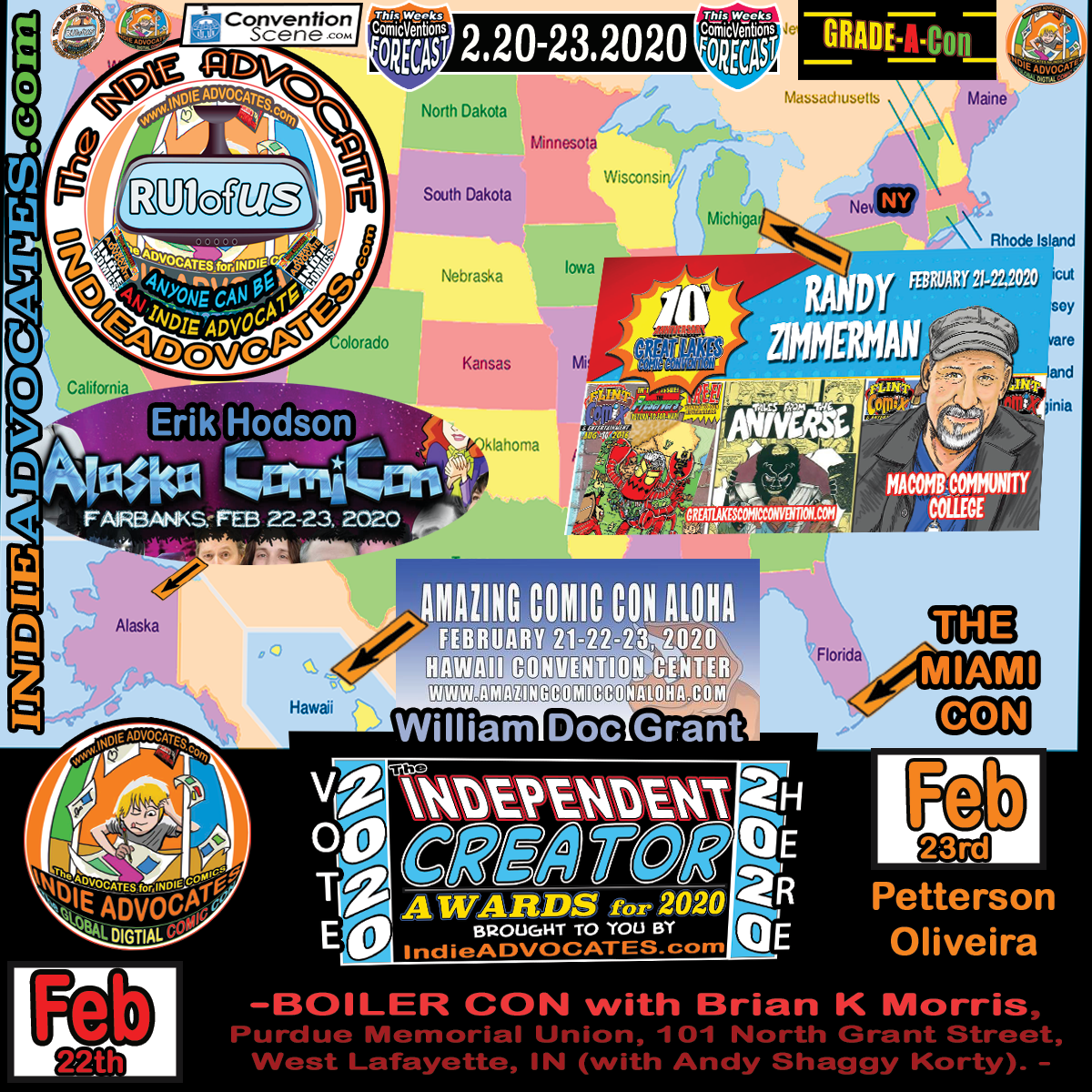 2020 ComicVentions HIGHWAY EXITS:: [2.20-23] -Amazing Comiccon Aloha (HI)-BOILER CON(IN) Alaska Comicon (AK)-THE MIAMI CON(FL)  :: A Throw BacK Thread
