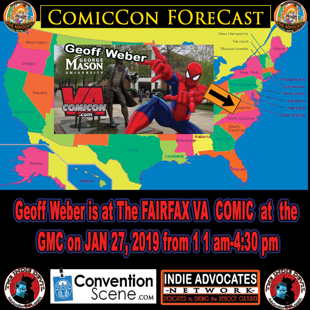 THE COMIC CON  FORECAST:: Jan 24th-27th-Fairfax (VA) ::Jan 27, 2019::- FEATURING:: Geoff Weber