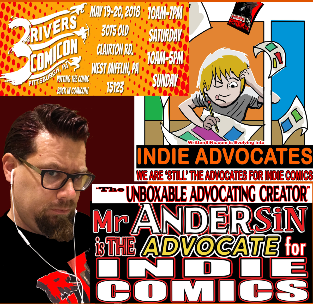 COMIC CON HIGHWAY EXITING with INDIE ADVOCATING  in NORTHEAST:: -PA-WrittenSiNs heads to 3 Rivers Comic Con May 19-20
