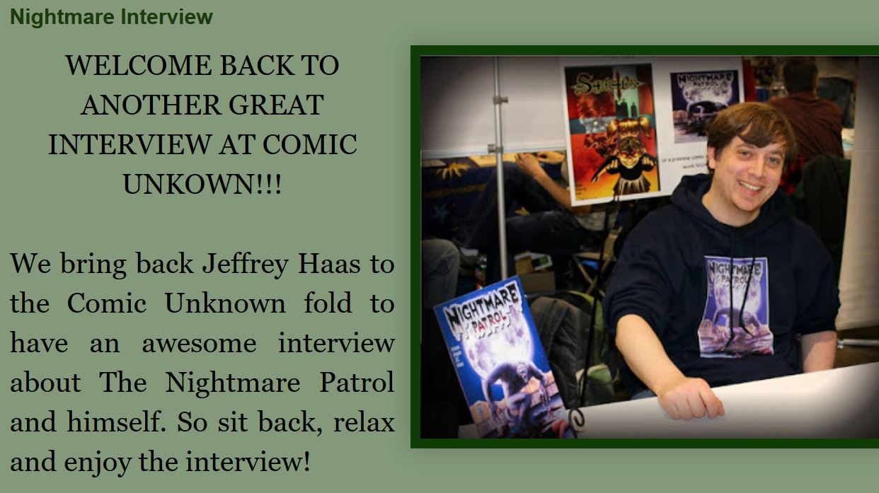Comics Unknown NIGHTMARE PATROL Creator  Jeffrey Haas goes under the Micro Scope