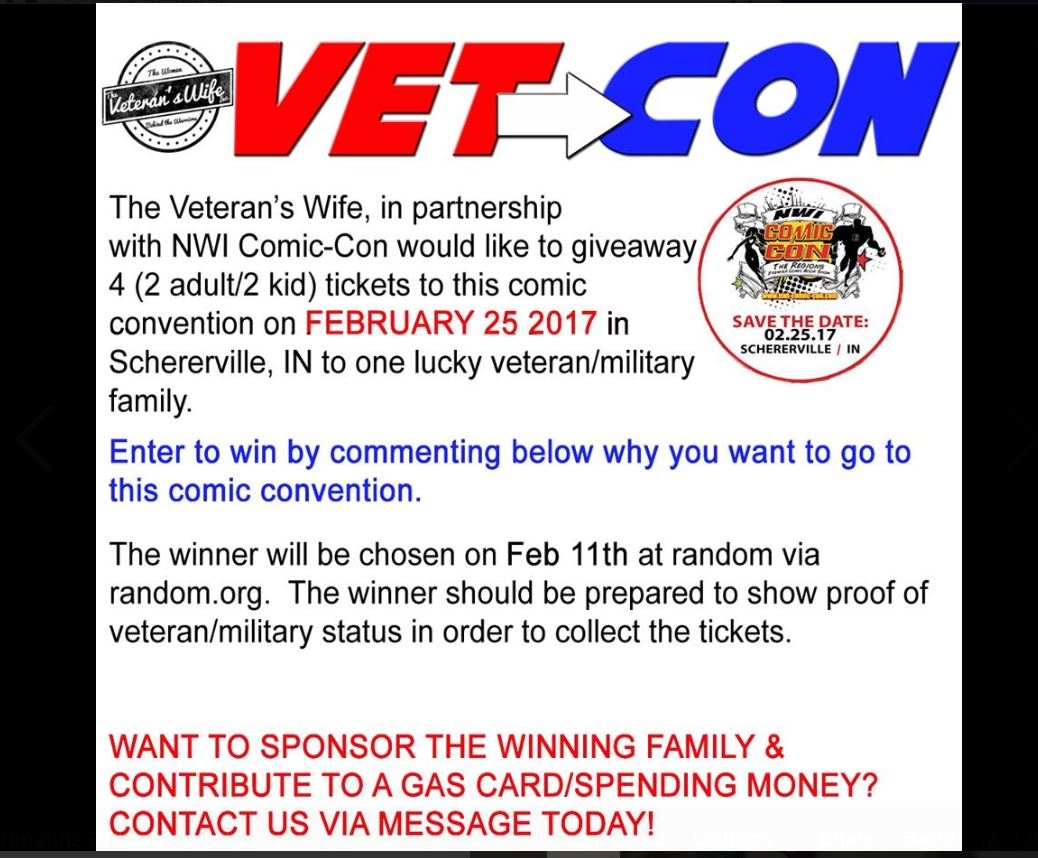 Free to Ticket for Vets and a Update on The Veteran’s Wife Program