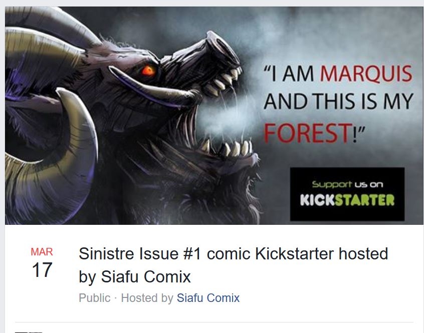 Sinistre Issue #1 is NOW On Kickstarter!!!