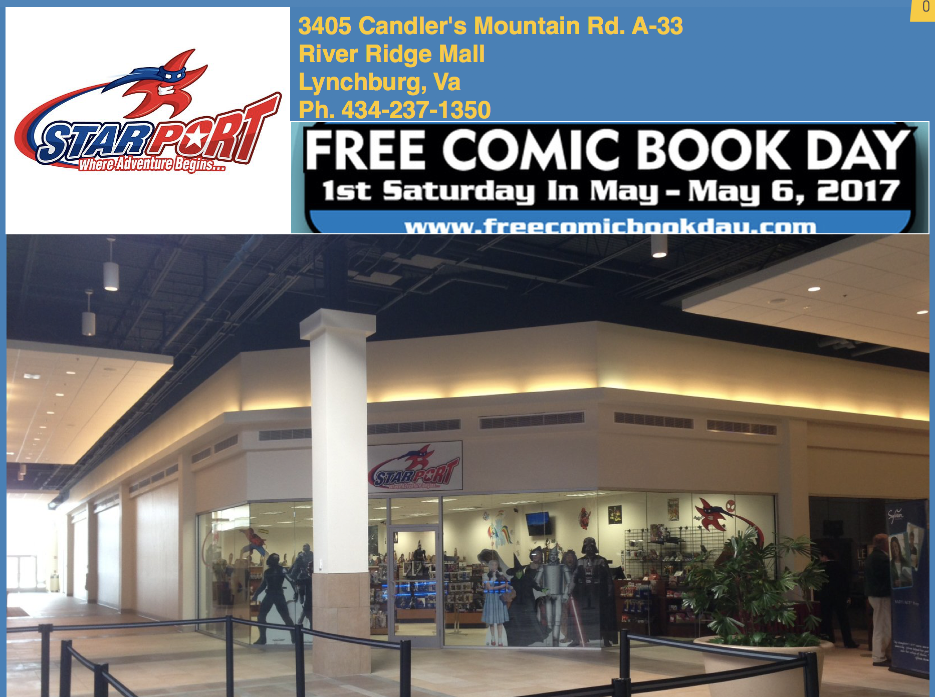 Matt Slay will be in  Lyncgburg, Va. at Starport for Free Comic Book DAY