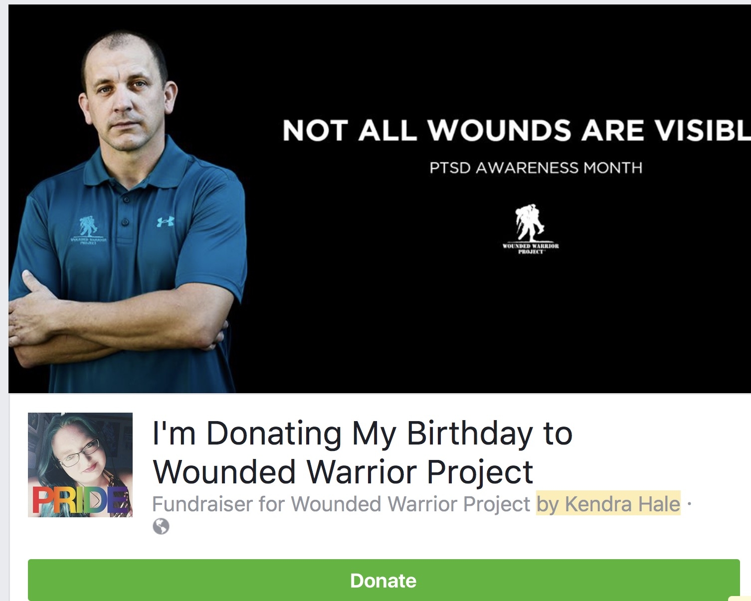 I’m Donating My Birthday to Wounded Warrior Project-by Kendra Hale