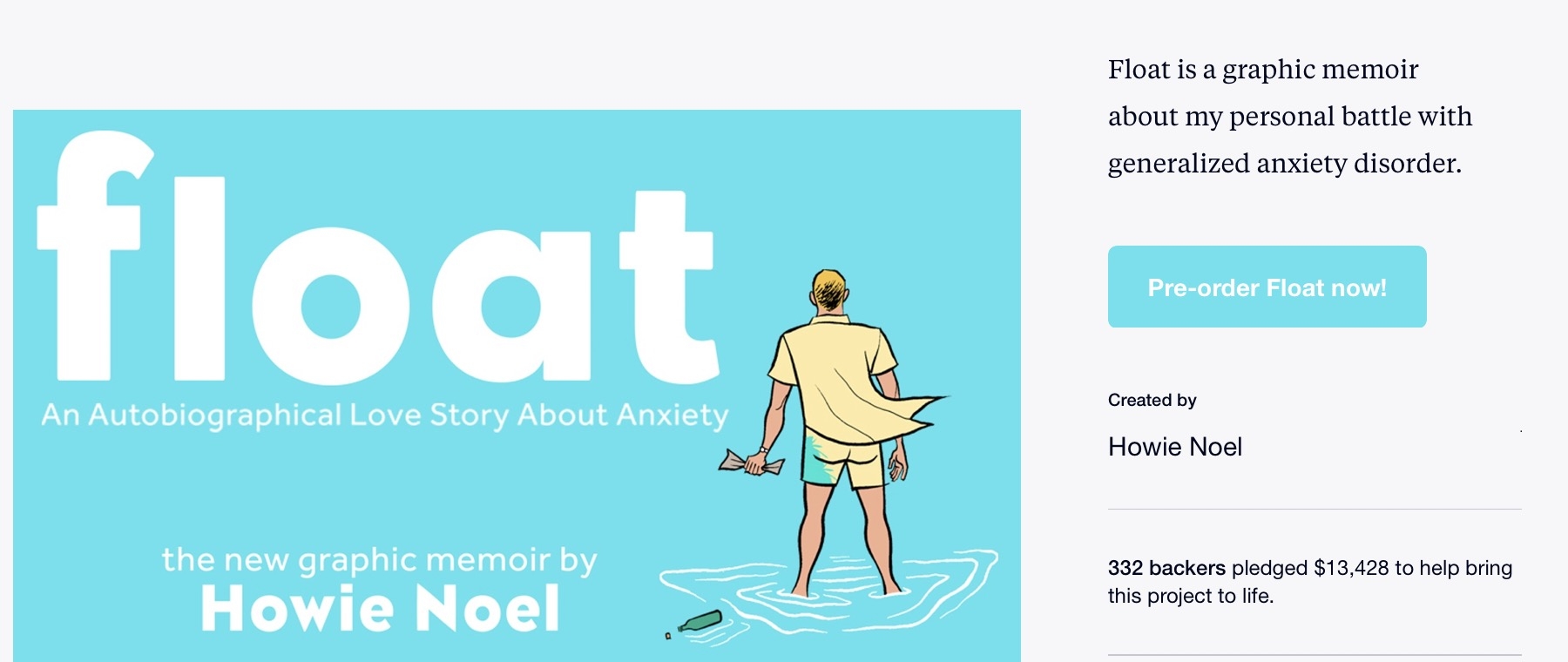 Float: A Graphic Memoir About Anxiety  Has Launched off of KICKSTARTER