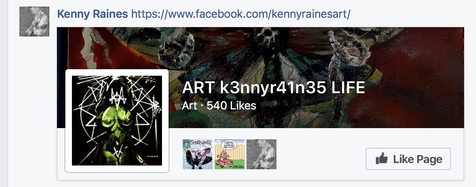 Kenny Raines Presents his Art Page on Face Book: kennyrainesart
