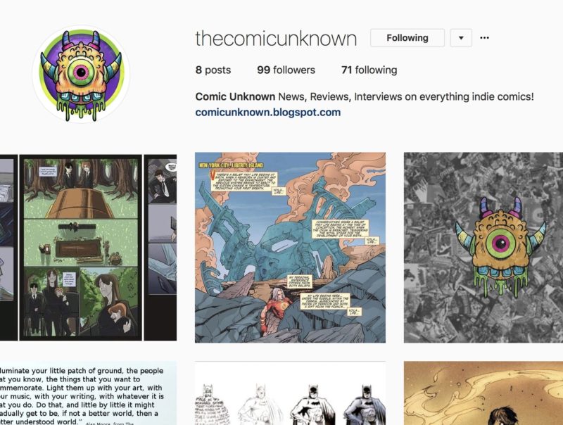 Comic Unknown will be implementing Instagram indie art!