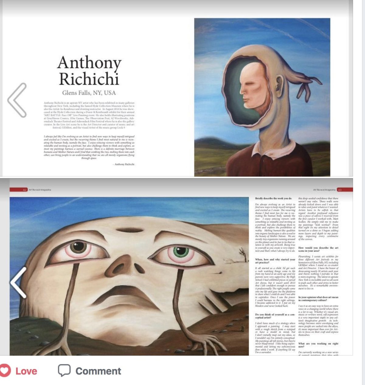 Anthony Richichi was featured in Art Reveal Magazine