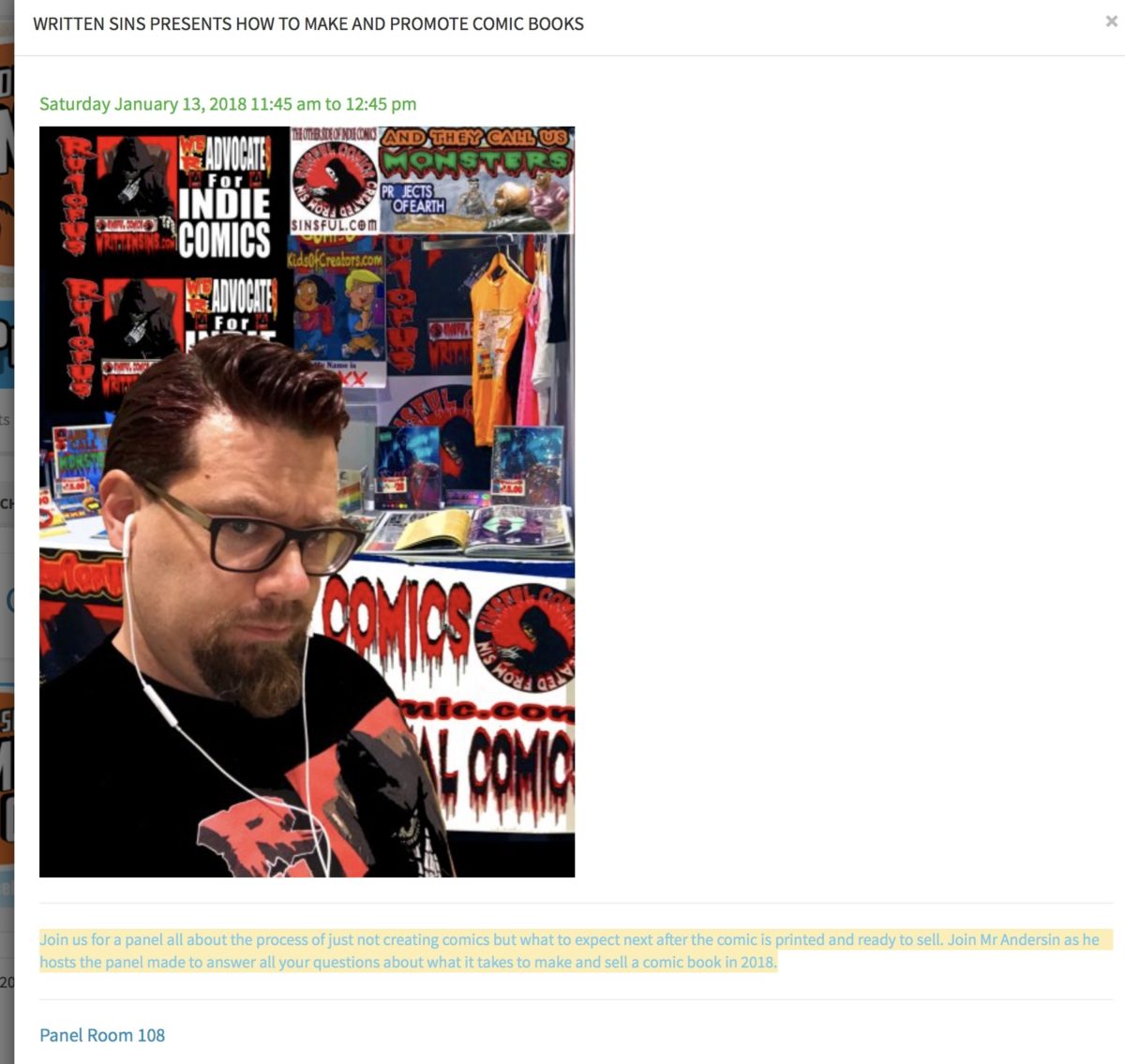 WrittenSins Panels begin at Paradise City and will run all year