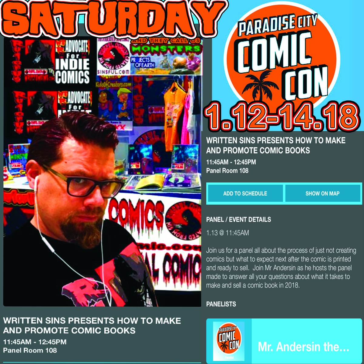 The WrittenSiNs Panels Kickoff in Paradise City this Saturday Mark your Calendars . .