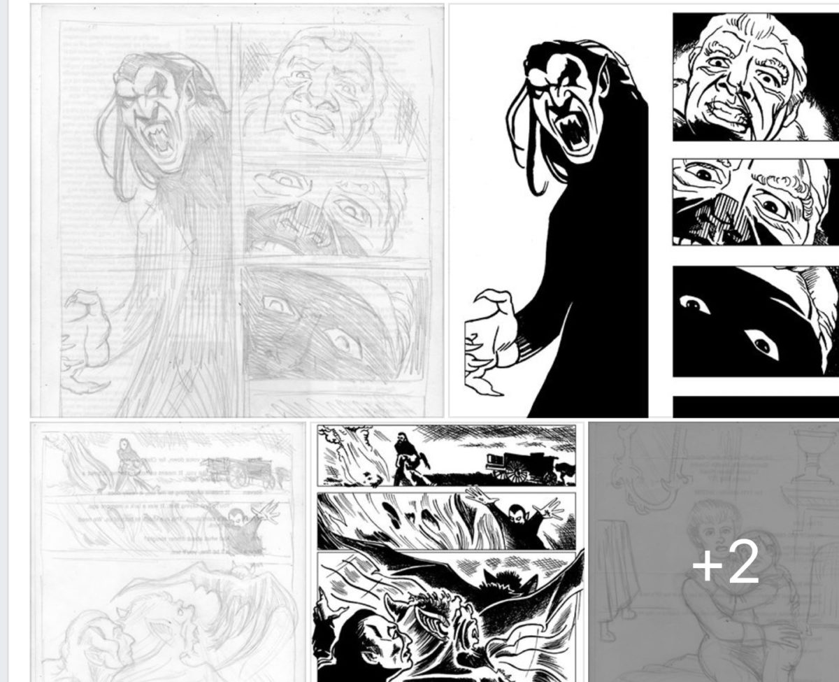 Final 3 pages of pencils and inks for Dracula Reborn issue #1