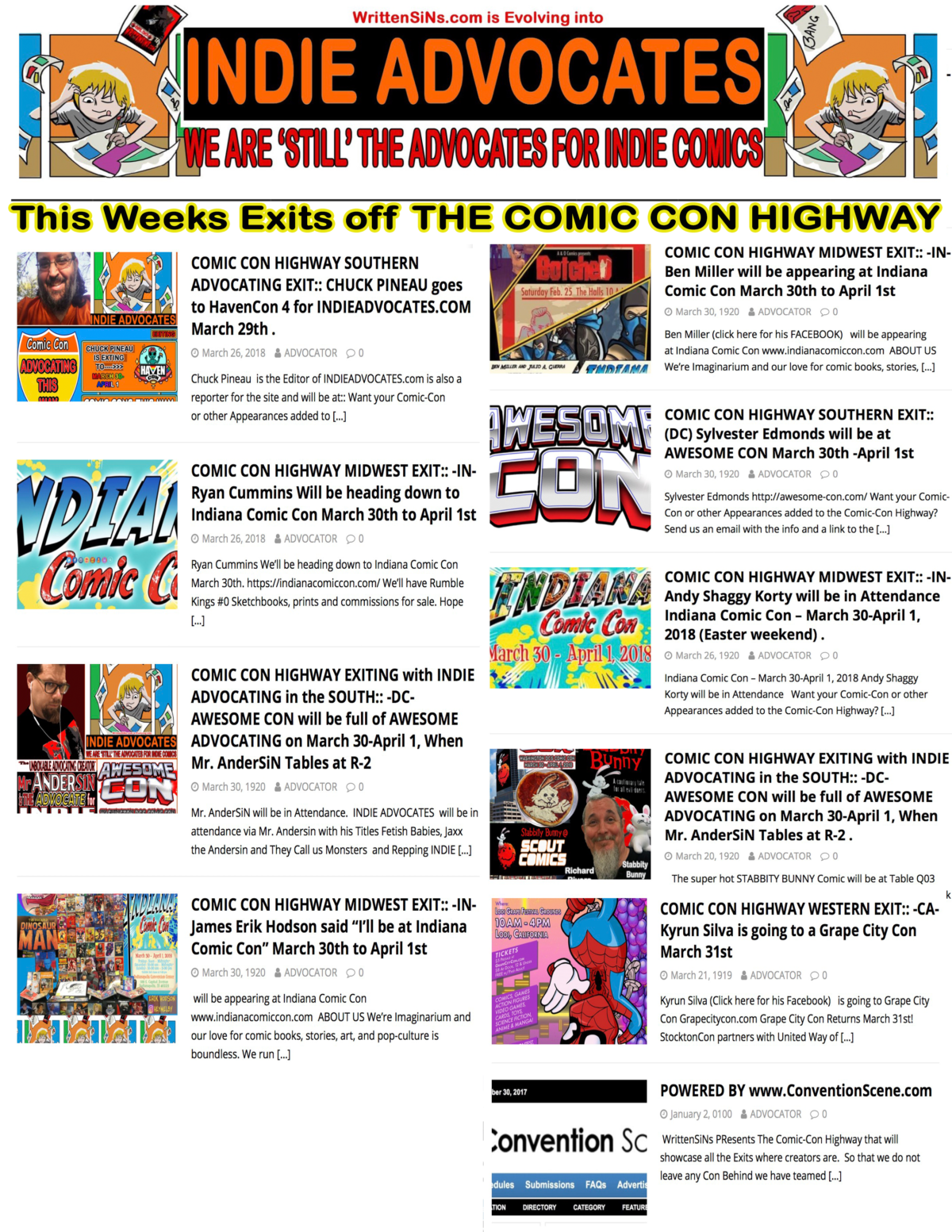 THE INDIE COMIC CON HIGHWAY ROAD MAP