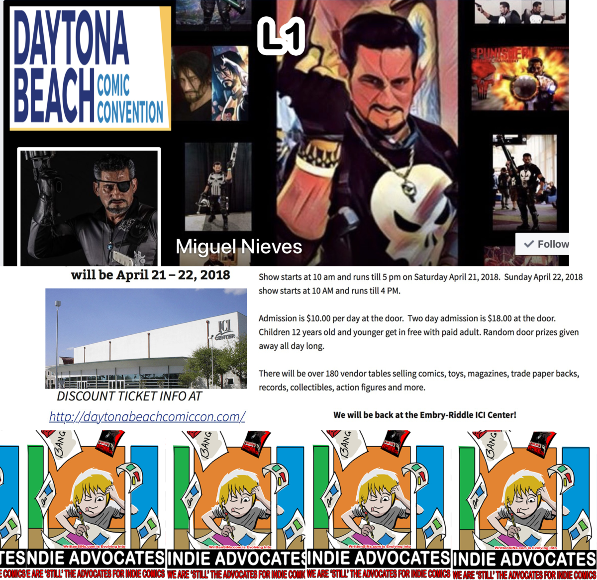 COMIC CON HIGHWAY EXITING with COSPLAYING  in FLORIDA::  Daytona Beach Comic Convention Cosplaying will happen thanks to  Miguel Nieves April 21 – 22, 2018  .  .