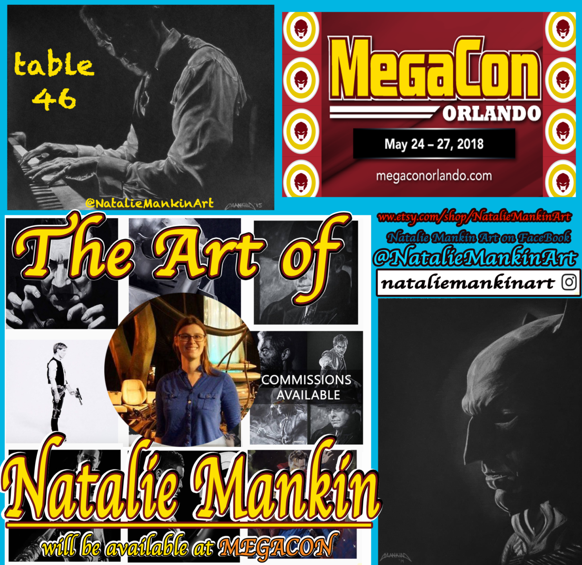 COMIC CON HIGHWAY SOUTHERN EXIT::  -FL-  Natalie Mankin will have her Spectacular art at MegaCon in ORLANDO on May 24-27 at table 46 a