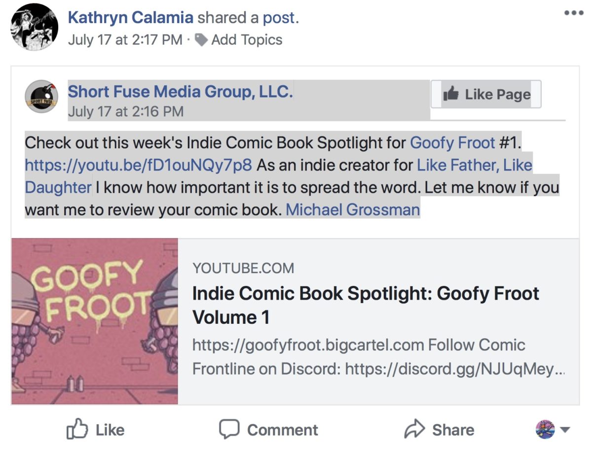 Check out this week’s Indie Comic Book Spotlight for Goofy Froot #1