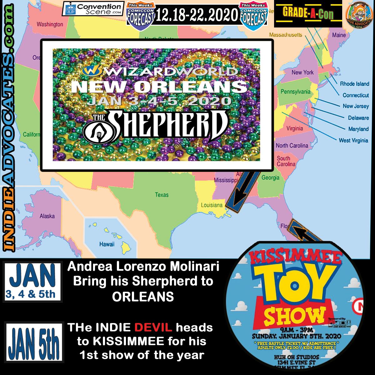 Week 1 of 2020 ComicVentions HIGHWAY EXITS:: [1.2-5] 1st Cons of 2020-Kissimmee Toy Show (FL)-Wizard World NO (LA)-