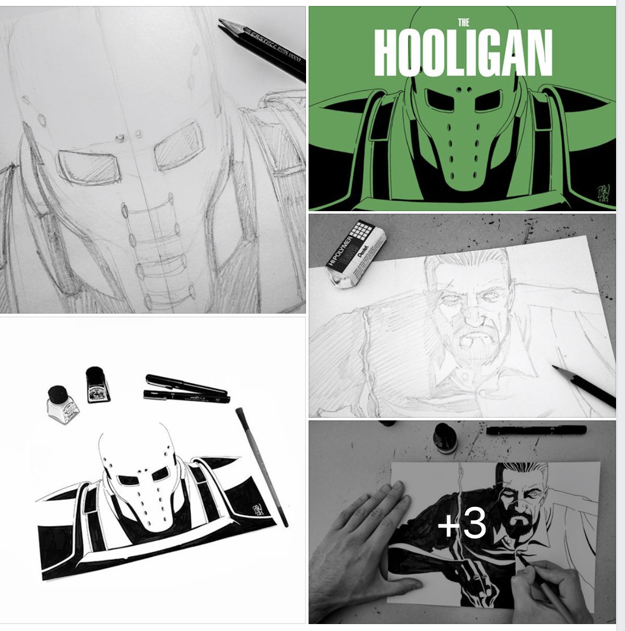 A couple of Villain WIPs by Grzegorz Pawlak. Here’s Gil Grimes and his alter ego the Hooligan.