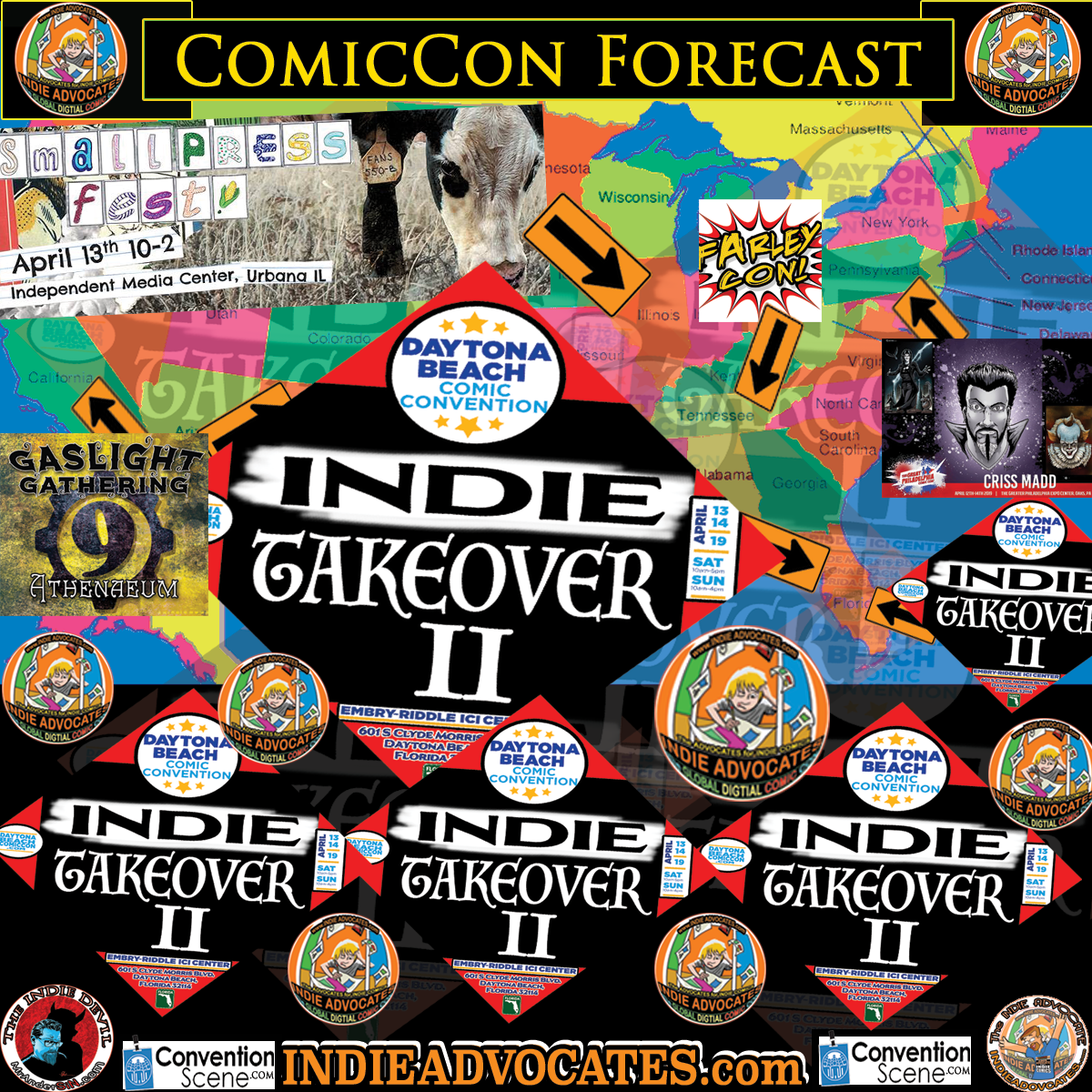 COMIC CON HIGHWAY FORECAST ::APRIL 11th-14th:: FEATURING:: –DAYTONA COMIC CON with INDIE TAKEOVER 2– :