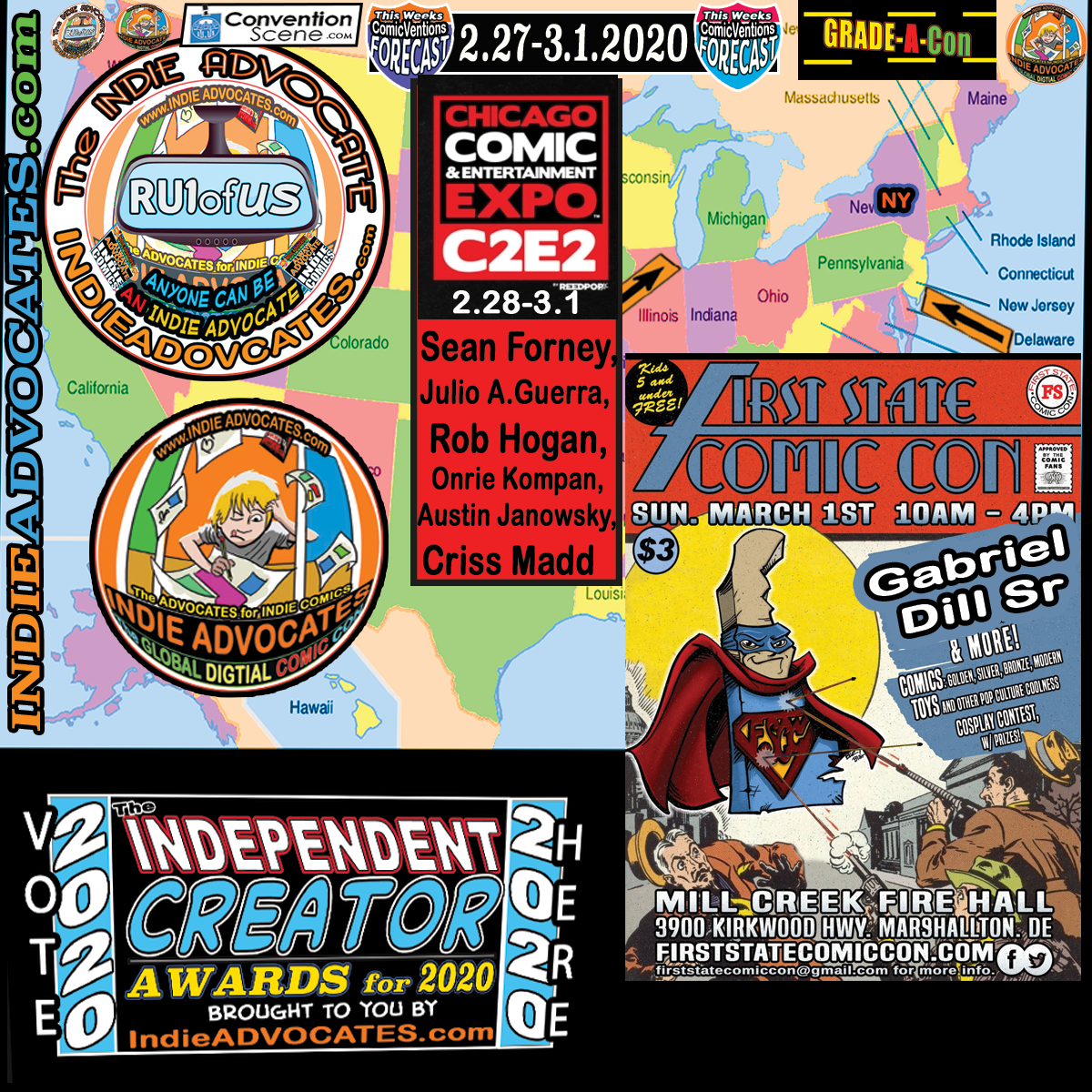 2020 ComicVentions HIGHWAY EXITS:: [2.27-3.1]-C2E2 (IL)-First State Comic Con (DE)-North Fort Myers Library Author Event (FL)