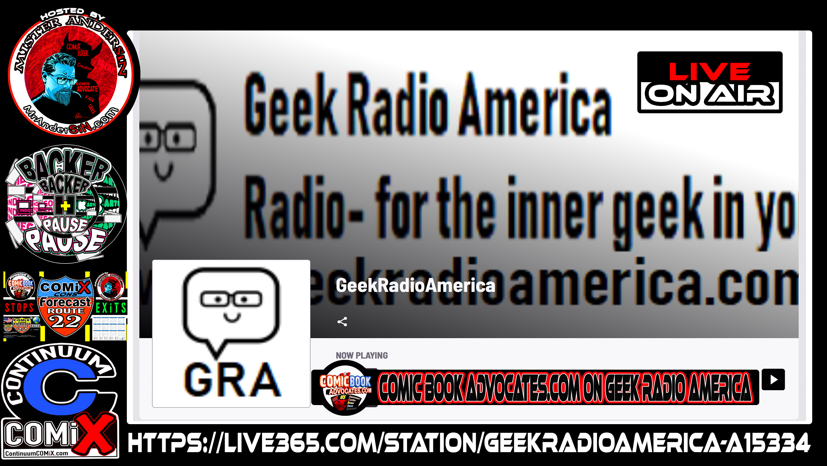 Backer Pause & COMiX Forecast on Book Advocates.com on GEEK RADIO AMERICA Presents or Now