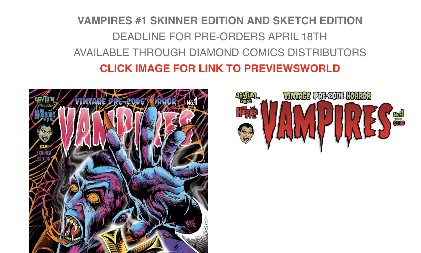 Vampires #1 Skinner and Sketch Variant available for pre-order through Diamond Comics-From THE COMiX NEWS WiRE.